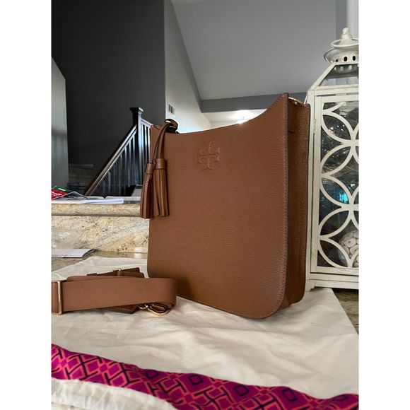 New Tory Burch Thea web large shoulder / crossbody bag moose - Picture 10 of 10